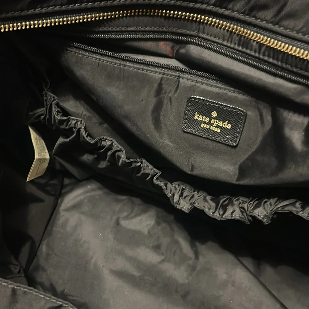 Kate spade down nylon leather strap baby bag with long strap included euc
